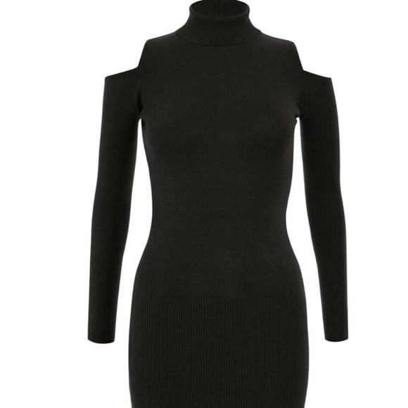 Laundry by Design Knit Cold Shoulder stretch Dress BLACK sz XS EUC - Picture 4 of 6